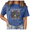 1-Blue, variant on Women's Pink Botanical Skull Vintage Washed T-Shirt Short Sleeve Crew S-2XL Relaxed Fit Top