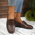 thumbnail image 4 of Avrnliq Penny Loafers for Women Slip-On Brown Synthetic Faux Leather Comfortable Flat Shoes for Casual & Office,Size 42, 4 of 9