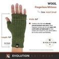 thumbnail image 3 of Wool Mesh Knit Fingerless Mittens - Made in the USA - Super Soft Merino Wool - Small - Moss Green, 3 of 7