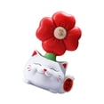 thumbnail image 1 of Figura de gato de la suerte con decoración floral, estatua creativa para sala de estar y oficina. Blanco, 1 of 9