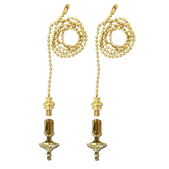 Royal Designs Fan Pull Chain with Umbrella Finial – Polished Brass – Set of 2