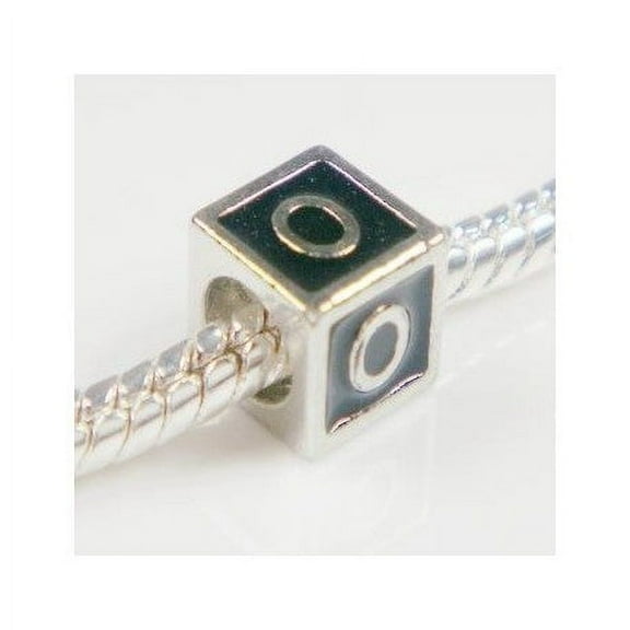 Black Enamel Letter "O" Bead Charm