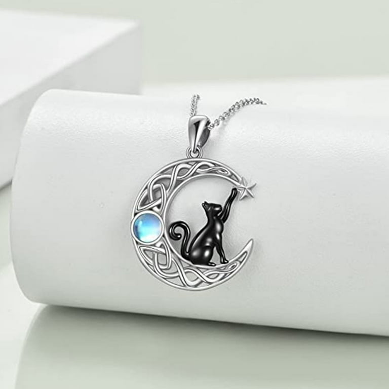 2024 Sterling Silver Moon Cat Necklace For Women Girls Birthday Cat Jewelry Gifts Walmart