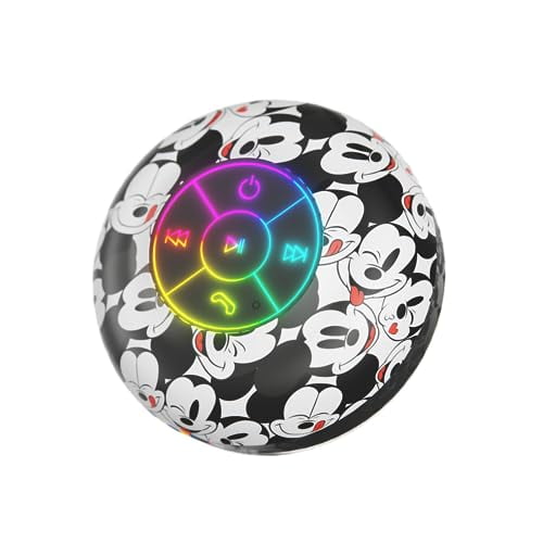 iJoy Disney Mickey Mouse and Friends LED Bluetooth Shower Speaker - Splashproof Speaker with Touch Controls + 5 HR Playtime - Mickey Mouse Gifts for Women, Men, Kids, Teens and More (Mickey Faces)