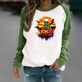 thumbnail image 2 of Chandail à Capuche Oversize pour Femmes, Chandail Imprimé Halloween, Col Rond, Manches Longues, Chandail en Molleton Oversize, Col Rond, Grande Taille, Vert, 2 of 6