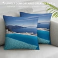 thumbnail image 3 of Nawypu  Travel Throw Pillow Cushion Cover, Resort Swimming Pool in Santorini Greece Mediterranean Panorama Photo, Decorative Rectangle Accent Pillow Case, Sky Blue Aqua Cadet Blue, 3 of 5
