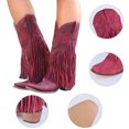 thumbnail image 6 of Kayannuo Womens Shoes Boots Womens Fashion Women's Leather Square Toe Tassel Low-heeled Shoes Western Ankle Cowboy, 6 of 7