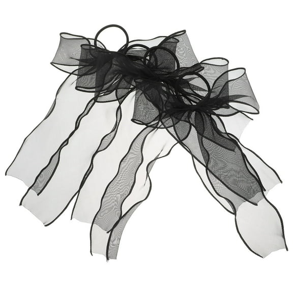 LULULION 4Pcs Black Bow Elastic Hair Ties for Thick Hair Easy to Remove and Hold Securely