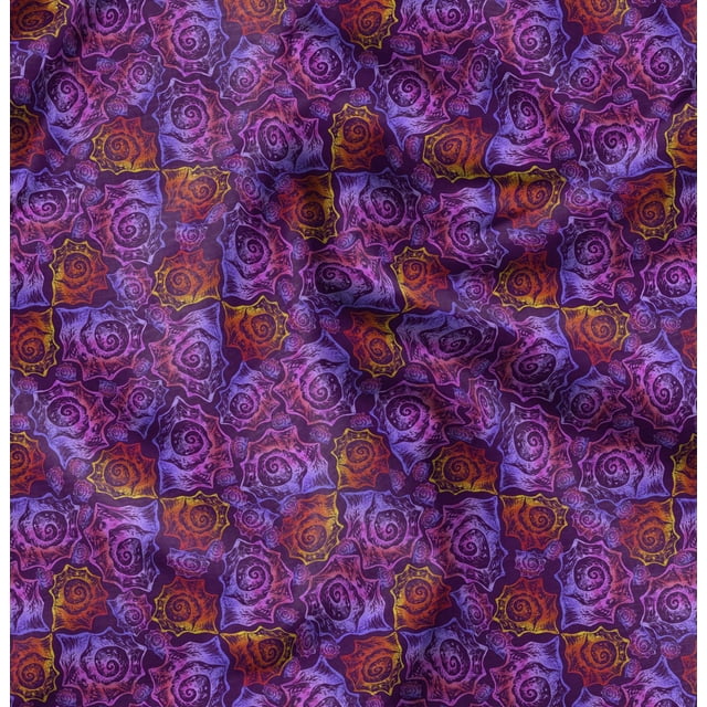 Soimoi Purple Cotton Duck Fabric Shells Ocean Print Fabric by the Yard 56 Inch Wide