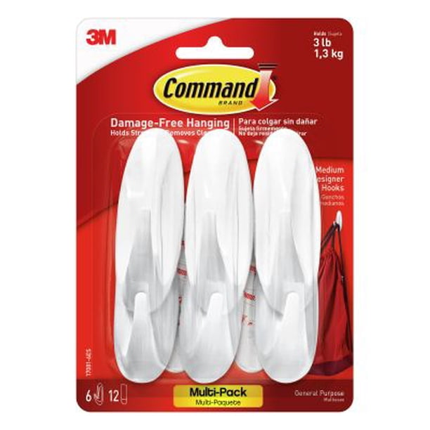 Command Ganchos, Blanco, 6 Hooks, Blanco