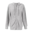 thumbnail image 4 of VISALY Womens Zip Up Hoodies Sweater Jacket Sweaters Long Sleeve Knitted Zip Up Hoodies Ribbed Pullover Loose Casual Sweatshirts with Pocket Comfy Sweaters Tunic Sweater Long Sleeve Sweaters Grey L, 4 of 6