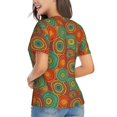 thumbnail image 3 of Wukai Abstract Pattern Classic V-Neck T-Shirt for Women: Comfortable, Stylish, and Versatile Wardrobe Essential-X-Large, 3 of 7