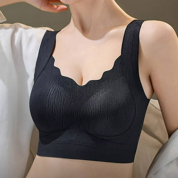 REORIAFEE Push up Bras for Women Pull on Wide Strap Bra Full Coverage Comfortable Padded Bras with Full Back M-2XL