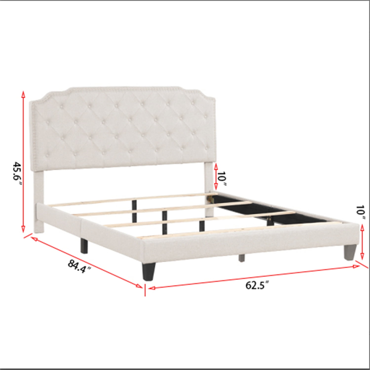 Kepooman Queen Size Upholstered Platform Bed Frame, Modern Bed Frame with Diamond Button Linen Headboard, No Box Spring Needed, Easy Assembly, Beige Kepooman Queen Size Upholstered Platform Bed Frame, Modern Bed Frame with Diamond Button Linen Headboard, No Box Spring Needed, Easy Assembly, Beige