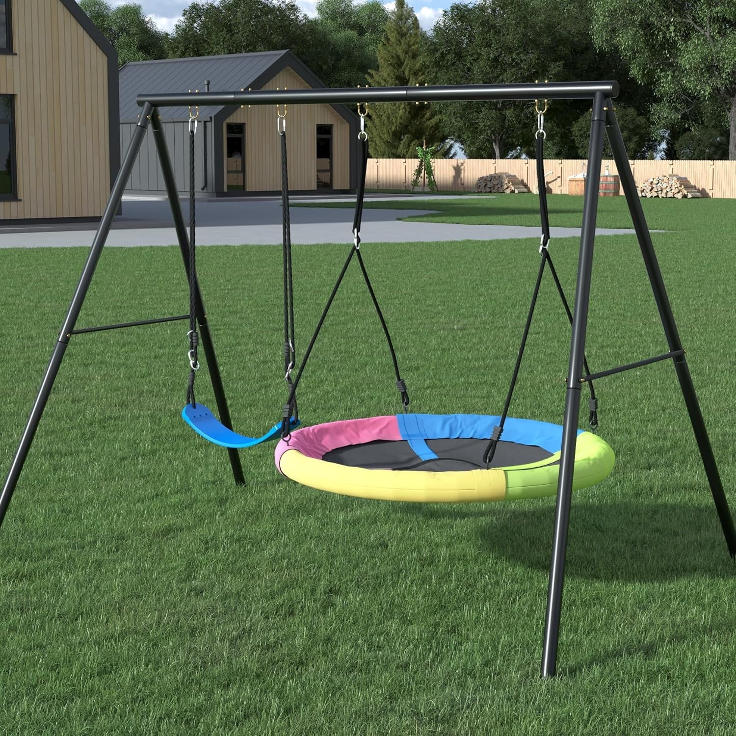 ZenSports Kids 440lbs Metal Swing Frame Stand Set W/40