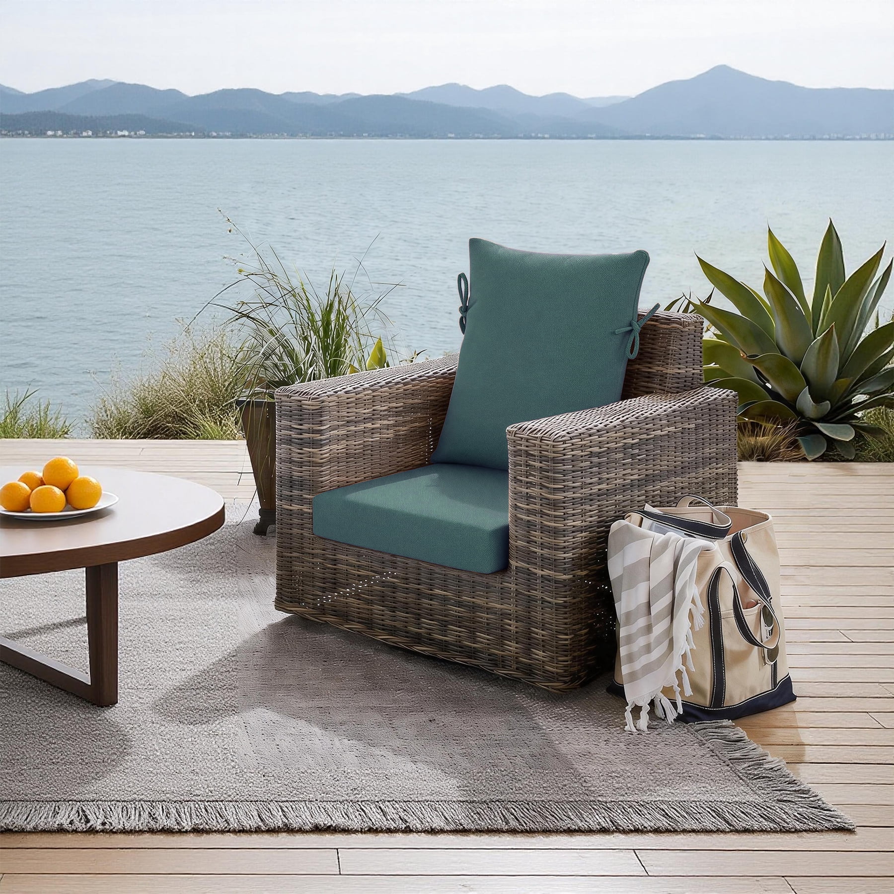 Goodgoods 20" x 42" Outdoor Patio Chair Cushions Set of 2, Water & Fade Resistant, Teal