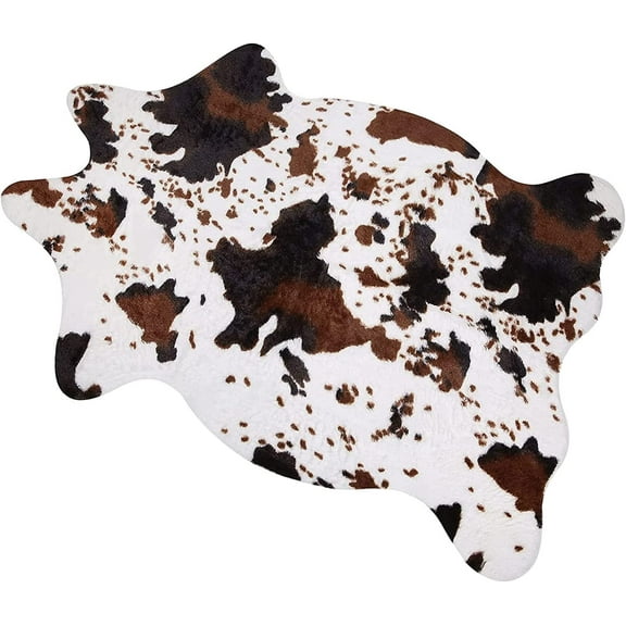 Cowhide Rug Cute Cow Print Rug Western Decor for Living Room Bedroom Faux Animal Area Carpet Non-Slip 43.3" L x 29.5" W(3.6ft x 2.4ft) White Cow Print 3.6ft x 2.4ft