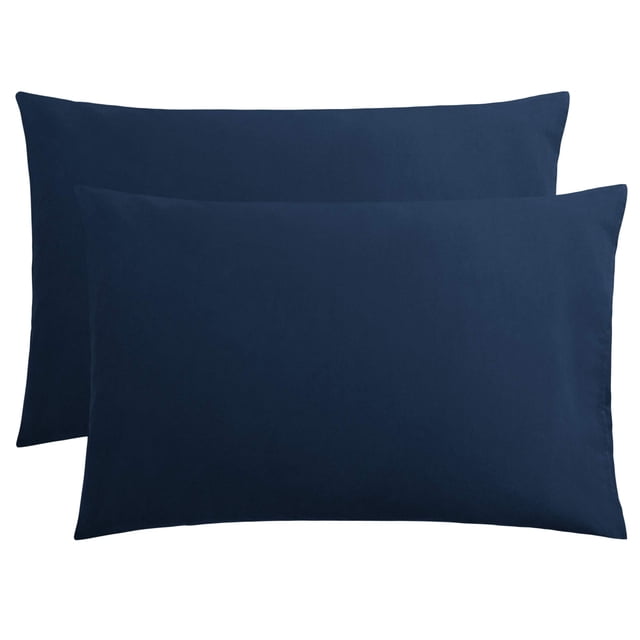 Fundas de almohada FLXXIE de microfibra tamaño queen size azul marino, juego de 2