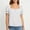 *White, variant on ClodeEU Women's Square Neck Puff Sleeve Button Blouse,Casual Short Sleeve Top for Summer Black,Women's Plus L