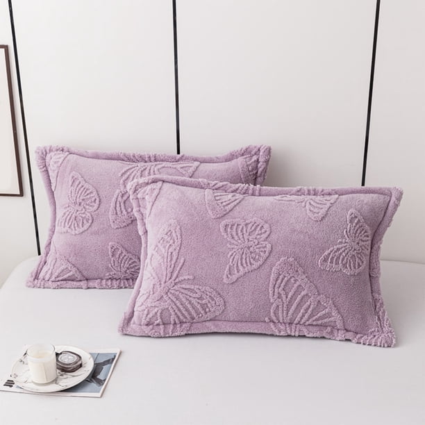 Fundas de almohada de doble cara de terciopelo de leche - pack de 2, engrosadas y acolchadas, 74x48cm - blanca, rosa, gris, verde, café, gris oscuro, morado, marrón