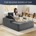 thumbnail image 3 of Wiilayok 66" D x 50" W Oversized Boneless Chaise Lounge Chair Indoor, Upholstered Faux Fur Sleeper Sofa Bed, Cloud Sofas Couches for Living Room, No Assembly Required ( Dark Grey ), 3 of 9