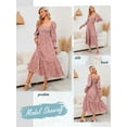 thumbnail image 6 of Xuanfei Women Floral Print Square Neck Smocked Bodice Long Lantern Sleeve Ruched Maxi Dress, 6 of 6