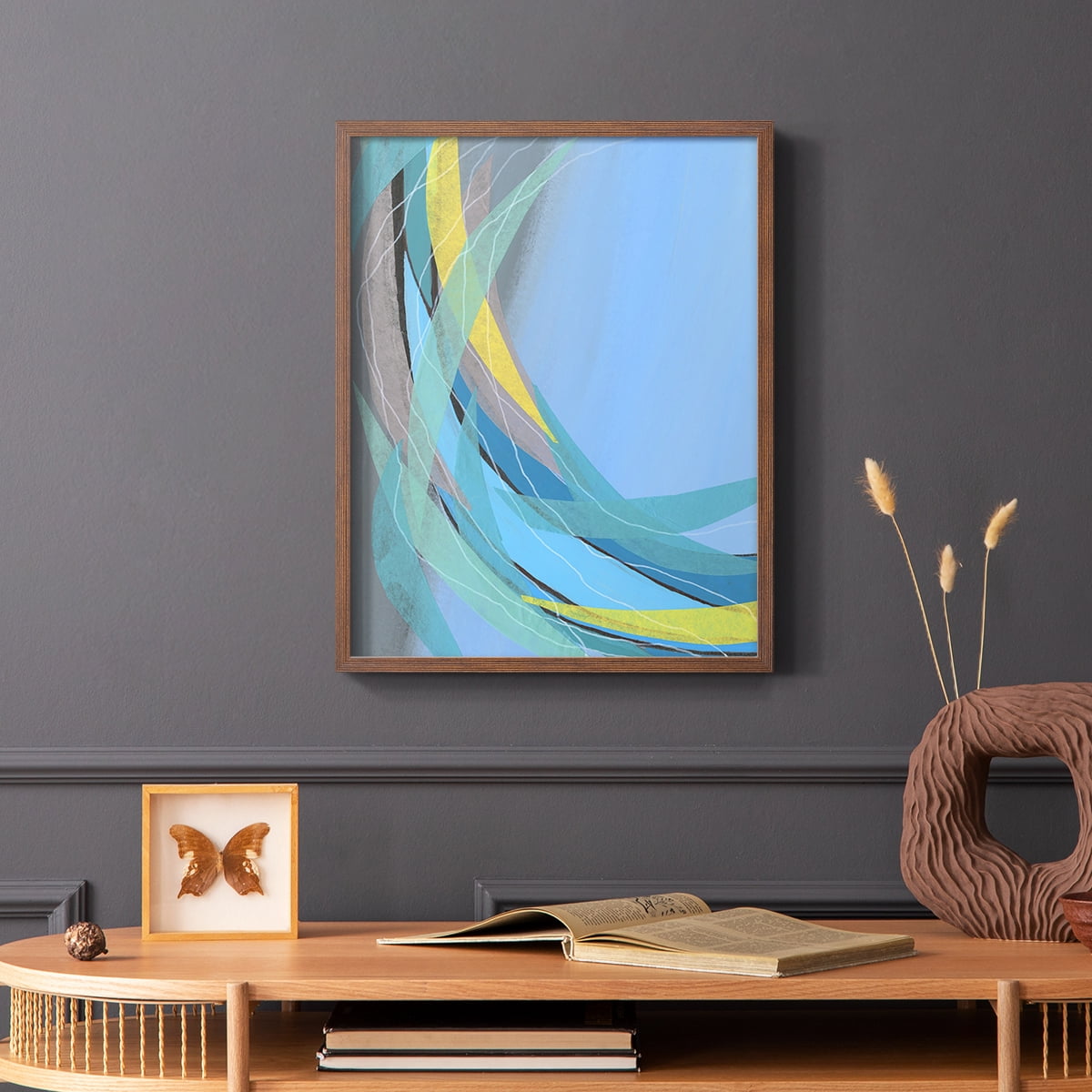 Circulating Flow I Framed Print in Brown Solid Wood Framed Print No Nail Hanging