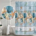 thumbnail image 5 of Blue Beach Coastal Shower Curtain, Waterproof Shower Curtains for Bathroom, Nautical Shell Starfish Coral Summer Washable Fabric Bathtub Curtain Set Bath Decor with 12 Hooks Standard 72"x72", 5 of 8