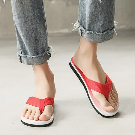 

Zunfeo Slide Slippers Clearance for Men- Flat Slide Shoes Open Toe Sandals Comfy Casual Slippers Beach Holiday Slippers Non-Slip Shoes Red 9.5