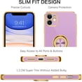 thumbnail image 2 of iPhone 11 Case,Phone Case for iPhone 11,Slim Fit Soft 360° Ring Holder Kickstand Magnetic Car Mount Supported Easy Clean Shockproof Protective Cover for Apple iPhone 11 6.1" 2019,Purple/Golden, 2 of 18