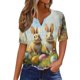 thumbnail image 1 of Blusas de Verano de las Mujeres Casual Gradiente Manga Corta V-Cuello Superior, Ligera Imitación de Tela de Estante para la Primavera Y el Verano Diario Y de Fiesta, 1 of 5