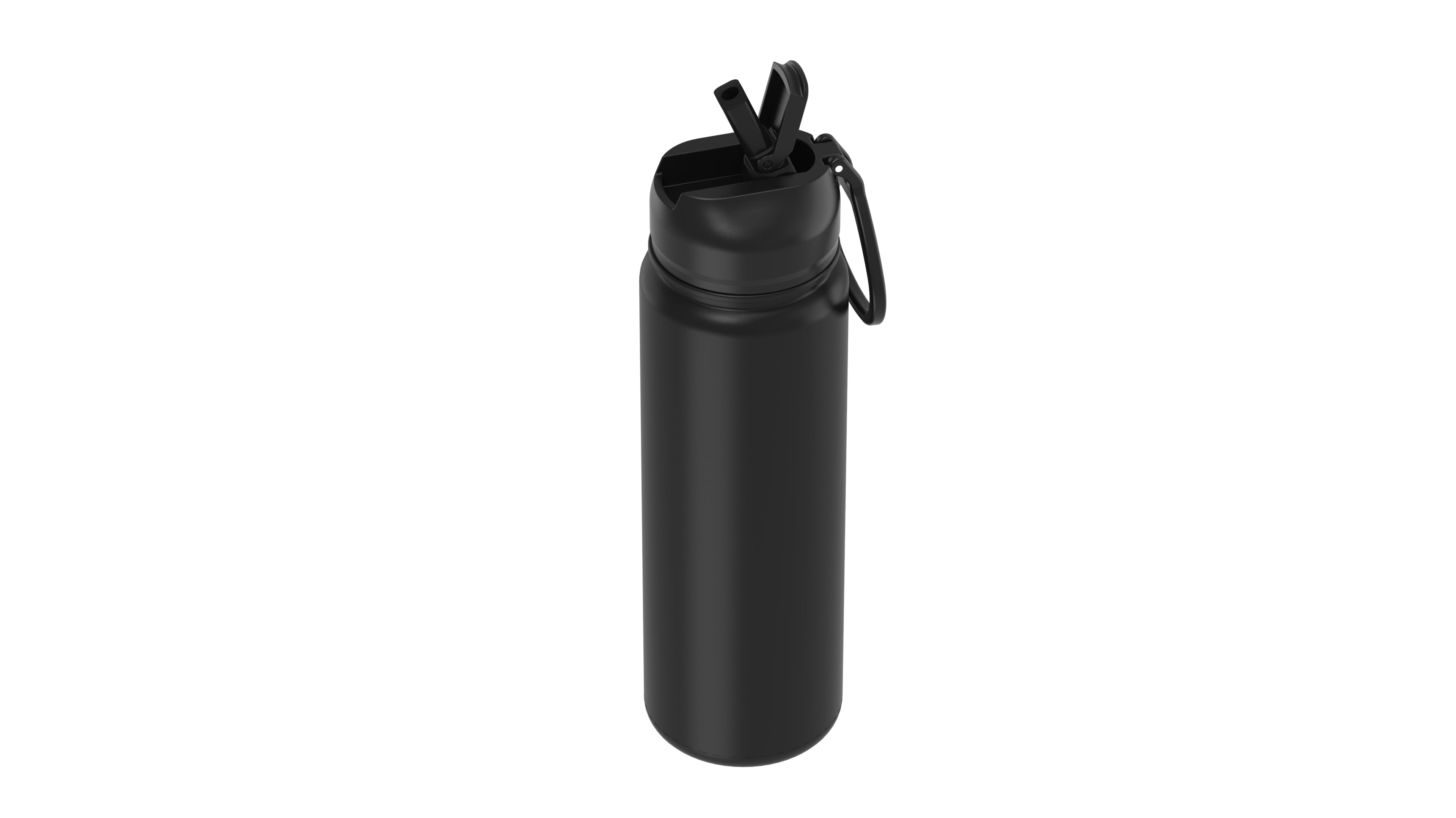 Mainstays 24 oz Stainless Steel Double Wall Water Bottle with Straw Lid, Black