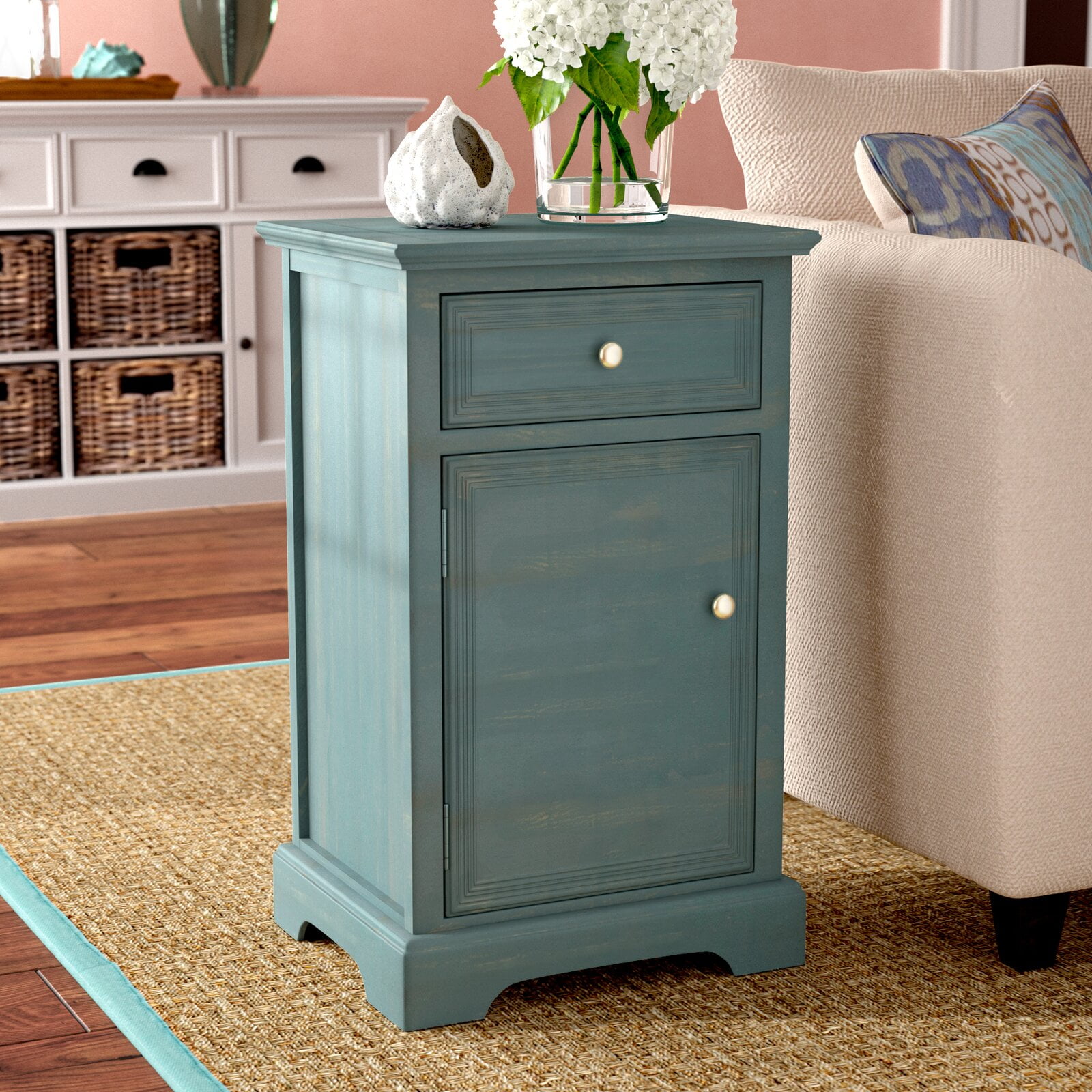 joanna solid wood end table with storage