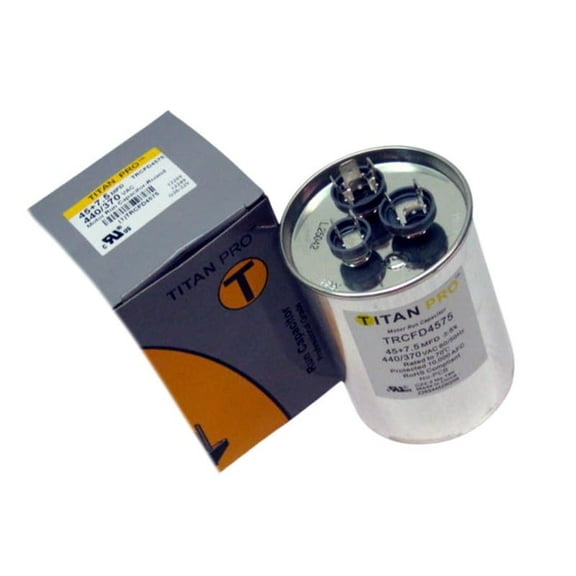 TRCFD4575 TitanPro HVAC Round Dual Motor Run Capacitor 45/7.5 MFD/UF440/370