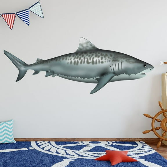 VWAQ Tiger Shark Vinyl Decal | Ocean Animals Wall Stickers - NA03