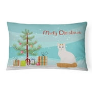 Carolines Treasures CK4808PW1216 Turkish Van Cat Merry Christmas Canvas Fabric Decorative Pillow, 12H x16W, multicolor