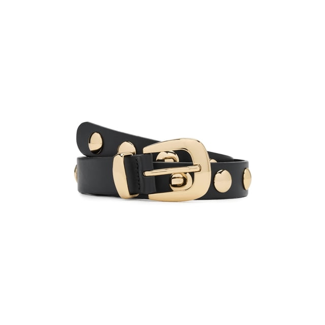 Cinturón Western con Tachuelas Madewell Negro Verdadero Oro 3 cm
