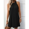 thumbnail image 5 of Summer New Solid Color Round Neck Halter Neck Loose Sleeveless Dress Black XL, 5 of 7