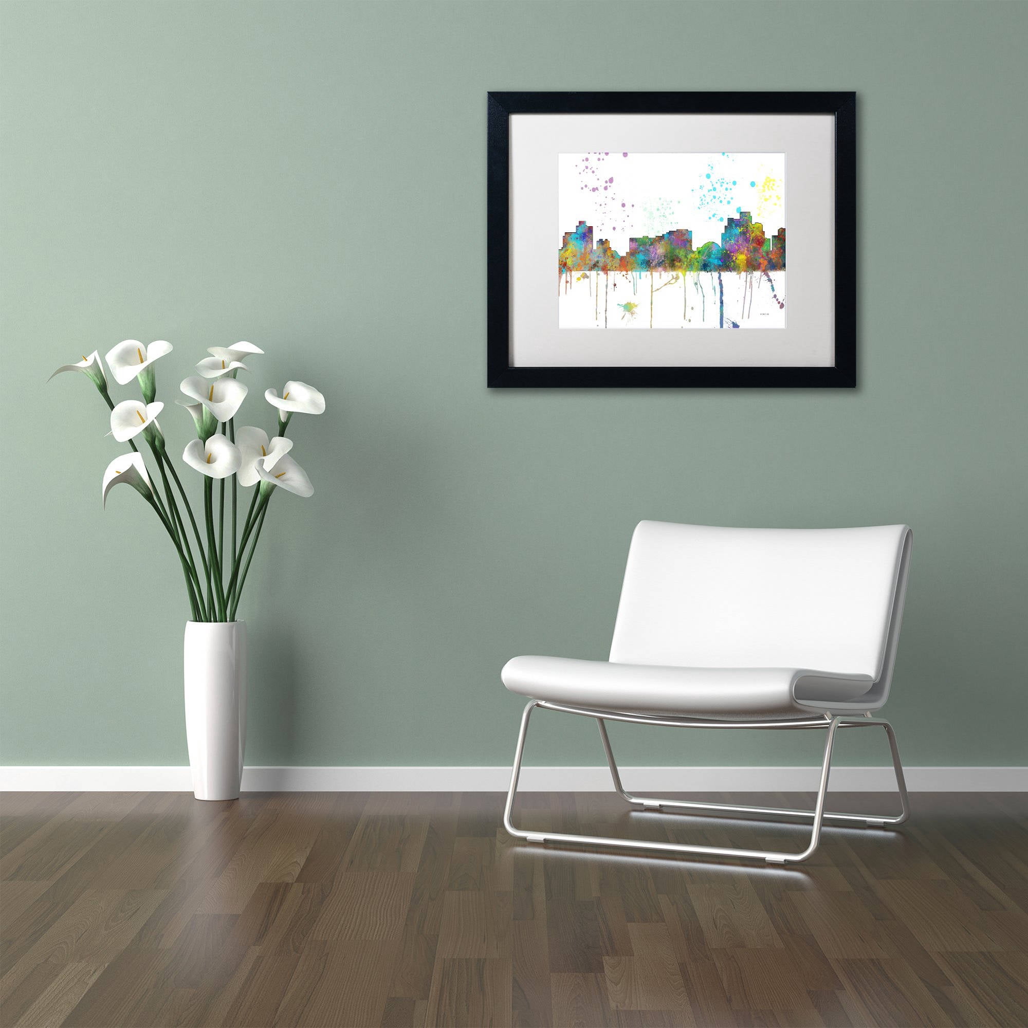 Trademark Fine Art "Reno Nevada Skyline Mclr-1" Canvas Art by Marlene Watson, White Matte, Black Frame