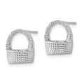 thumbnail image 2 of Auriga Fine Jewelry 14K White Gold Basket Flat Back Stud Earrings for Women (L-12.1mm, W-10.4mm), 2 of 5