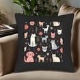 thumbnail image 5 of Set of 2 18x18in Throw Pillow Covers - Whimsical Animal Illustrations on Black Pastel Colors Perfect for Couch Bed or Car, 5 of 8