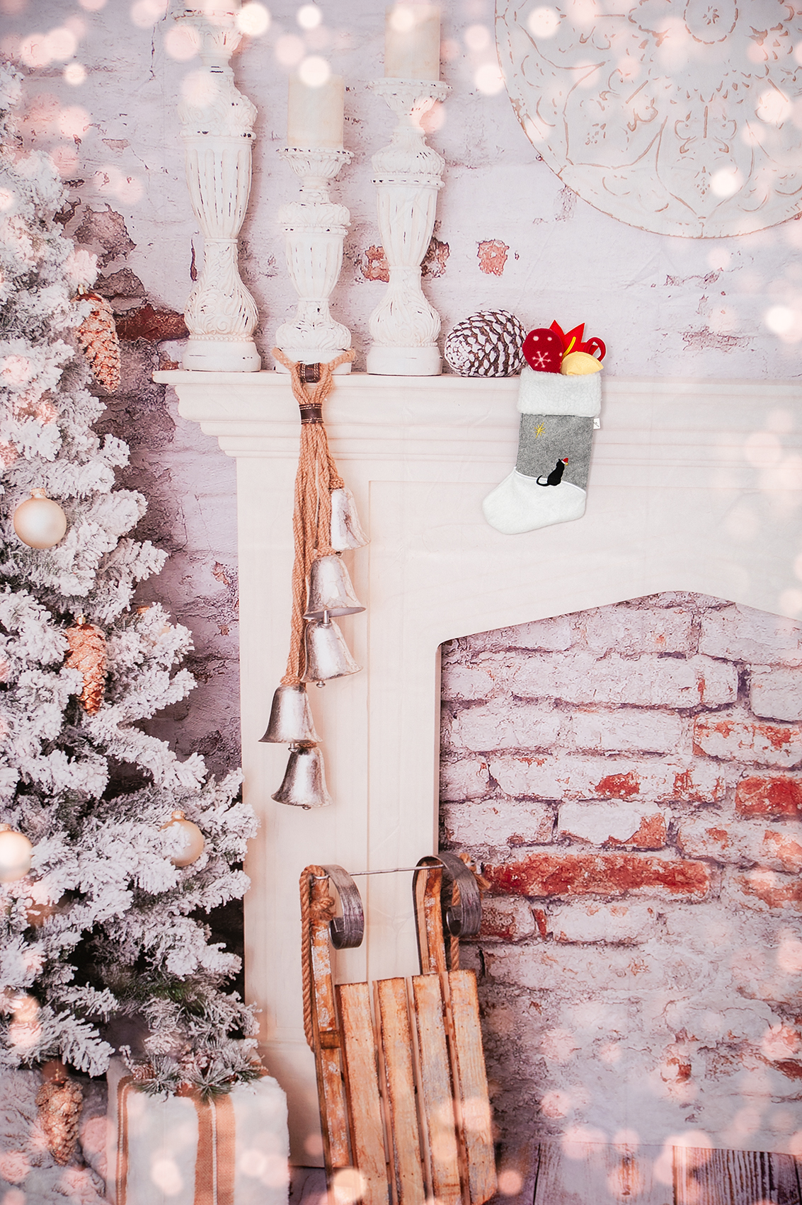 Christmas Stocking for Cats with 3 Holiday Toys, Including Fortune Cookie (with message from Santa), Fleece Fish (wishing "Meowy Christmas"), and Crinkly Fall Leaf
