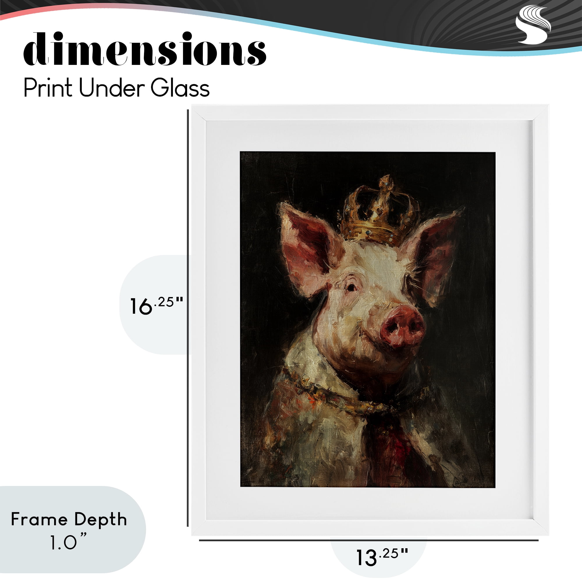 Stupell Industries Royal Swine Portrait White Framed Print Under Glass, design by Svetlana Aleynikova
