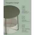 thumbnail image 5 of Small Round Side End Table - Modern Nightstand with Fabric Basket, Forest Green and Cream White, 5 of 8