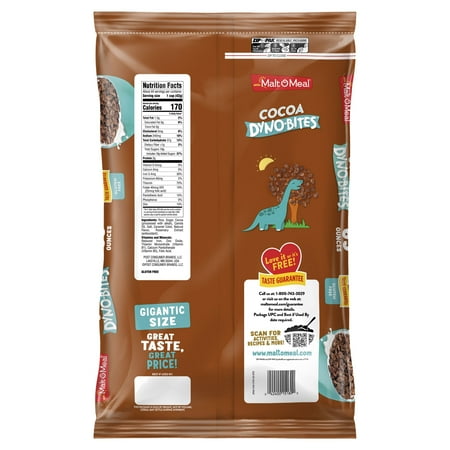 Malt-O-Meal Cocoa Dyno Bites Gluten Free Breakfast Cereal, 65 OZ Resealable Cereal Bag