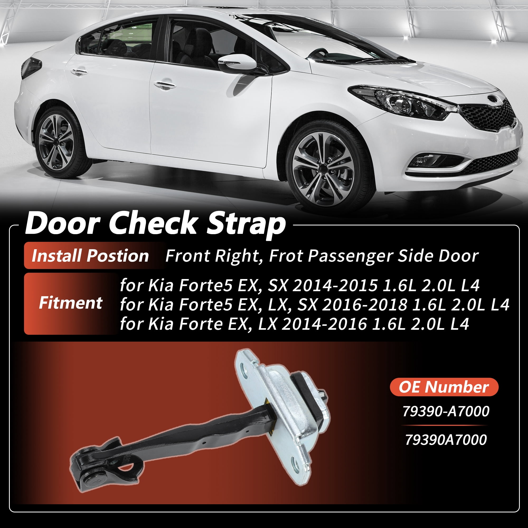 Unique Bargains Front Right Door Check Strap for Kia Forte5 2014-2018 No.79390-A7000