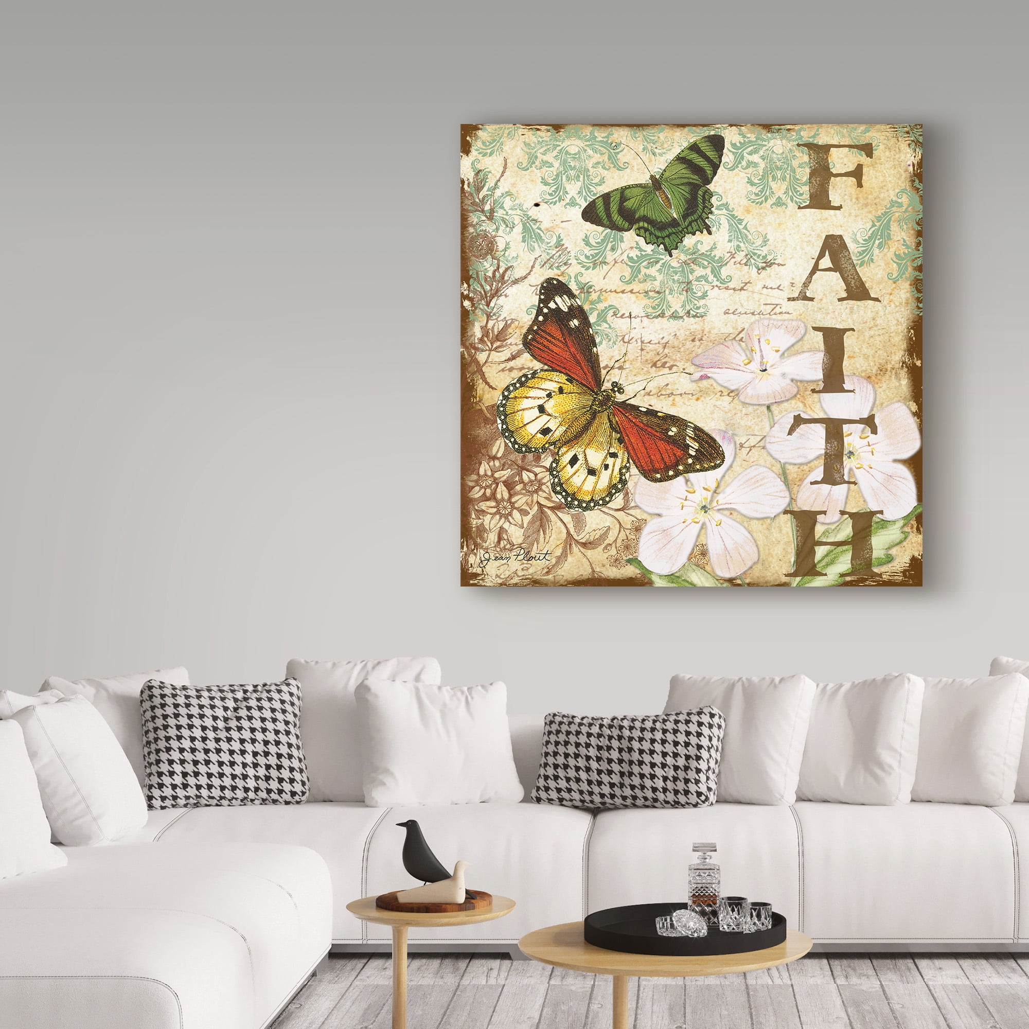 Trademark Fine Art 'Inspirational Butterflies Faith' Canvas Art by Jean Plout