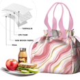 thumbnail image 4 of Pink and Gold Marble Texture Drawstring Lunch Bag Women - Drawstring Lunch Bag Insulated for Work Office - Stain-Resistant Large Lunchbags for Women with Multi-Pockets, 4 of 6