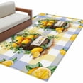 thumbnail image 2 of LEMON Washable Area Rugs 2.7'x5', Summer Watercolor Fruit Basket Blue Yellow Plaids Low Pile Throw Living Room Rug Non-Slip Sturdy Edge Binding Carpet for Indoor Entryway Bedside Kitchen, 2 of 9