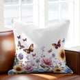 thumbnail image 2 of Retro Florals Throw Pillow Cover Sunflower Daisy Butterflies Country Pastoral Cotton Linen Cushion Cover Throw Pillow Case with Invisible Zipper for Couch Sofa Bed Chair Car 24x24 Inch, 2 of 9